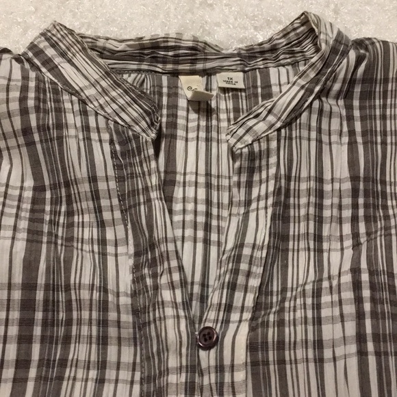 SJB Button down blouse brown and off white 1X - Picture 3 of 6